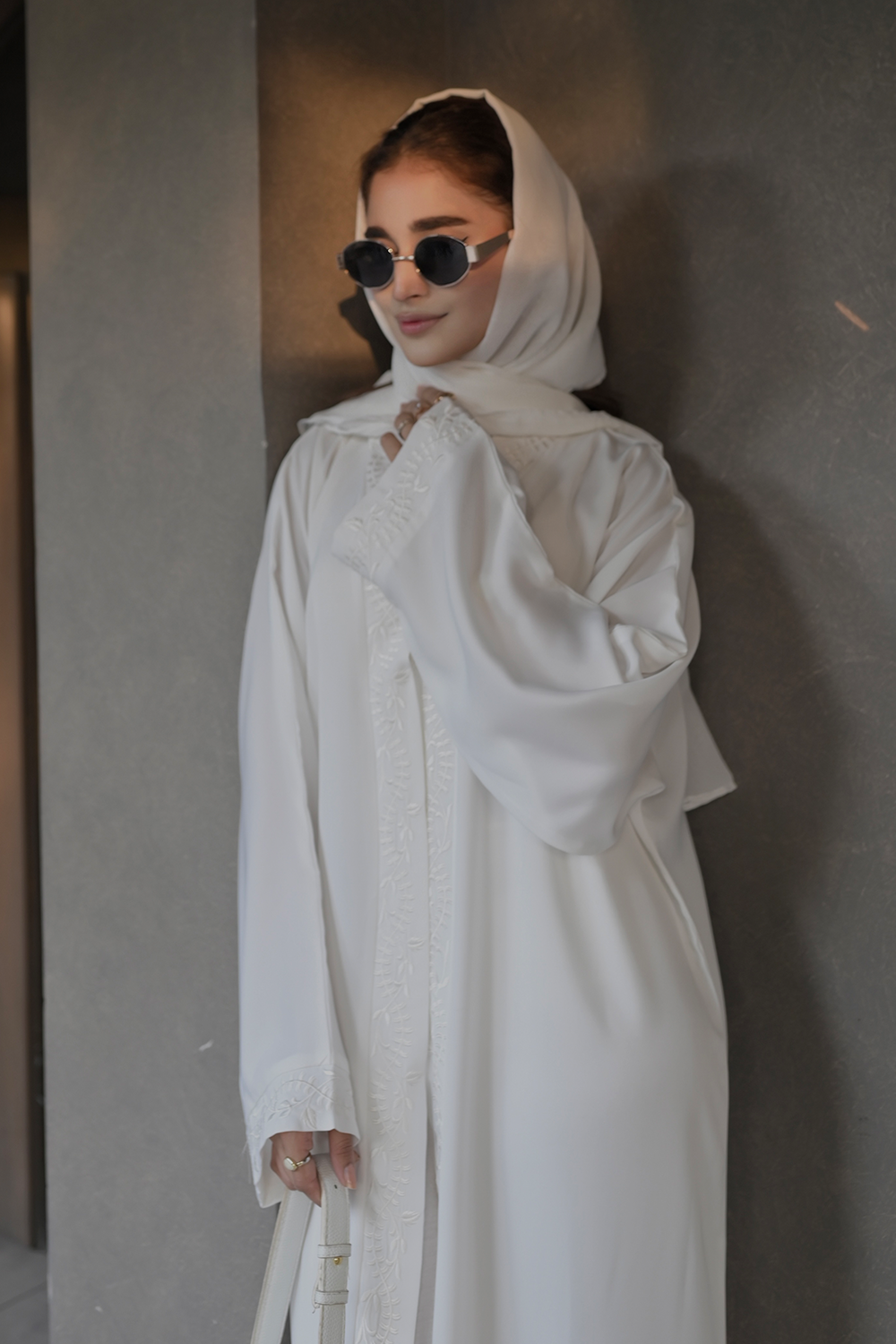 Embroidered Abaya Set | Off White