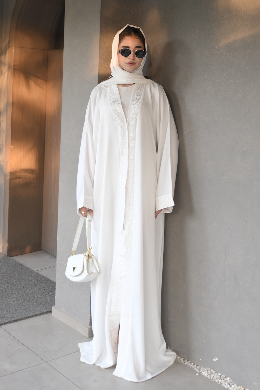 Embroidered Abaya Set | Off White