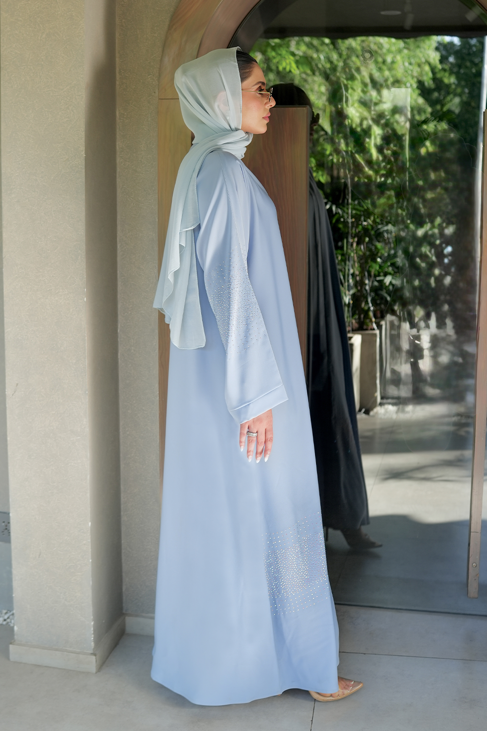 Nooré Diamante Abaya Set | Sky Blue