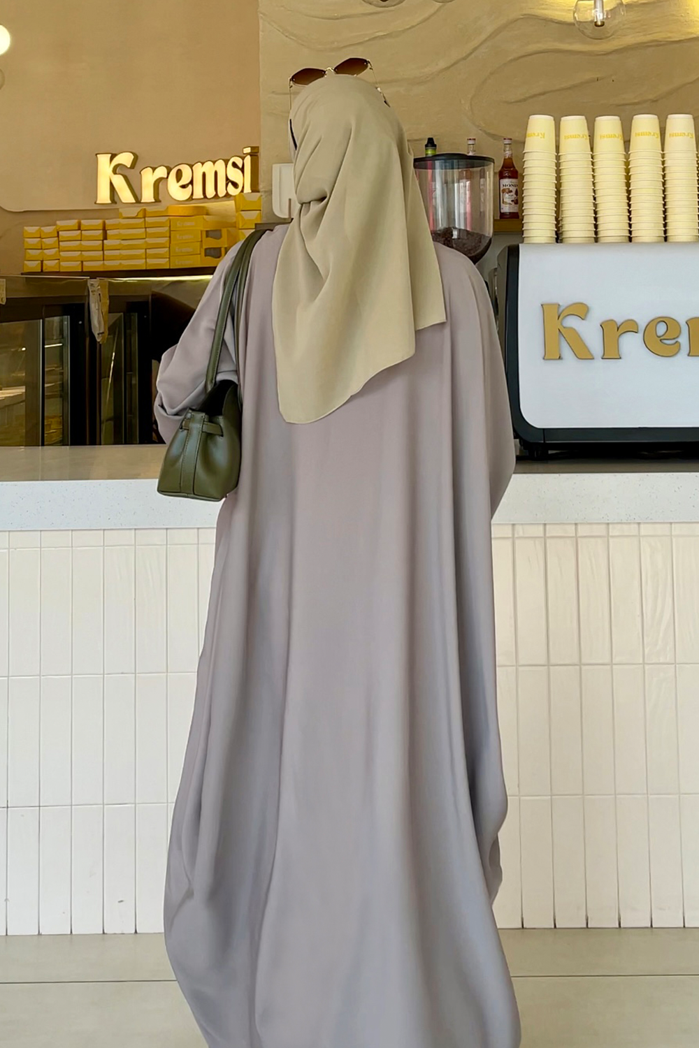 Collar Kaftan Embroidered Abaya Set | Tuscany Green
