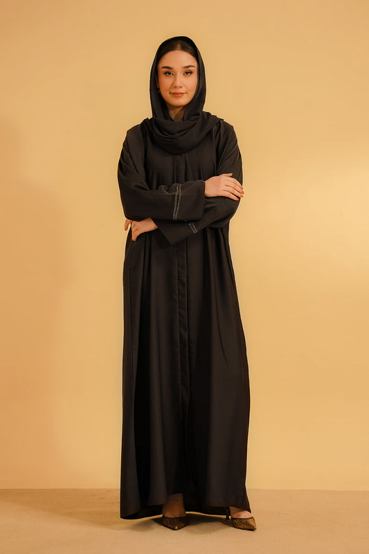 Basic Diamante Abaya | Brown 1000