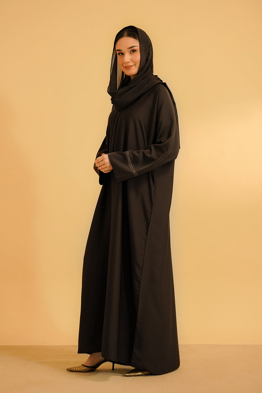 Basic Diamante Abaya | Brown