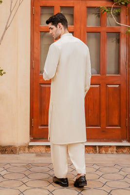 SHALWAR KAMEEZ FOR MEN | EGGSHELL WHITE - BOSKI