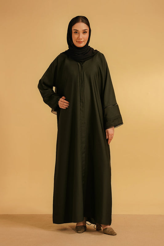 Basic Pleat Abaya | Dark Green 1000