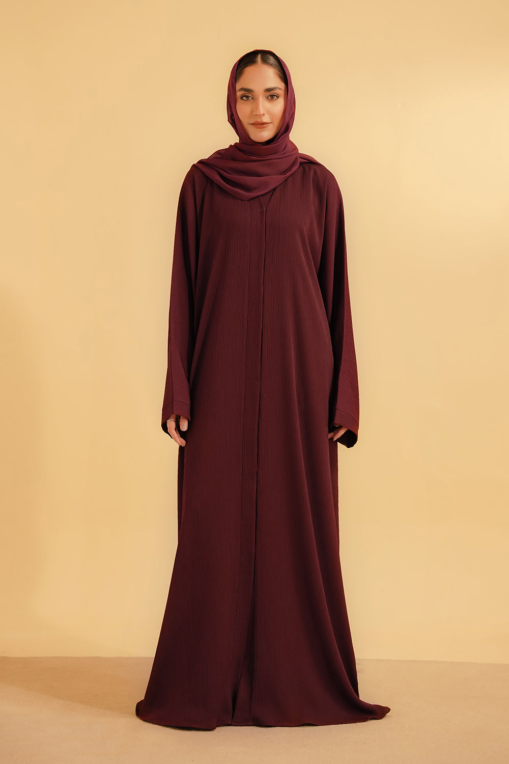 Textured Abaya | Maroon