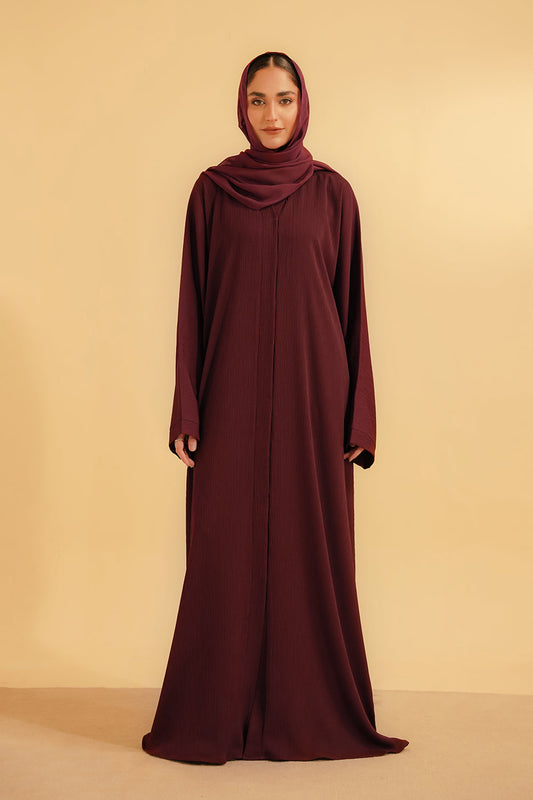 Textured Abaya | Maroon 1000