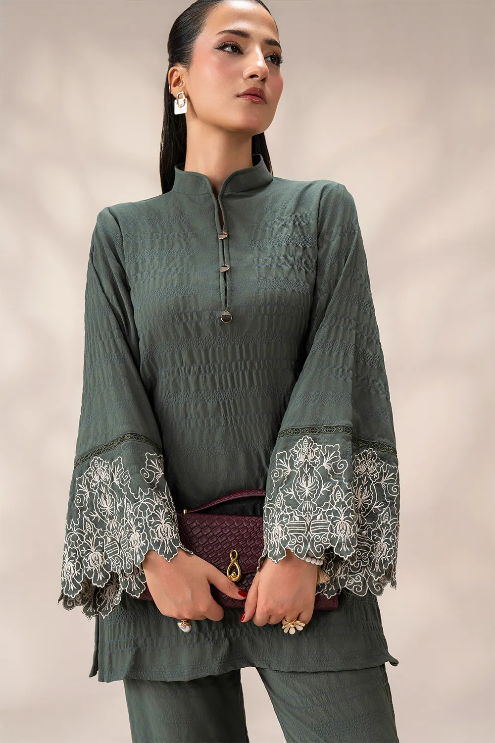 Olivia — Olive Embroidered Co-ord Set