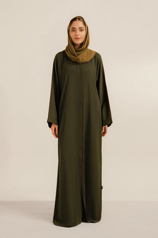 Textured Abaya Set | Olive 1000