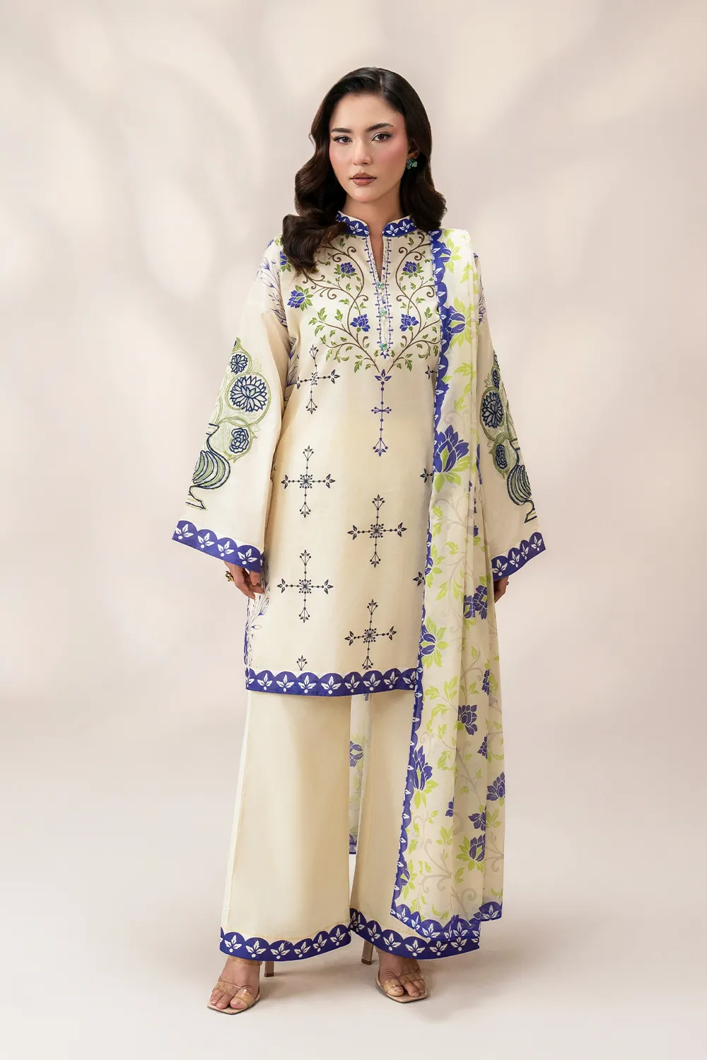 Viola — Ivory & Cobalt Floral 3-Piece Set