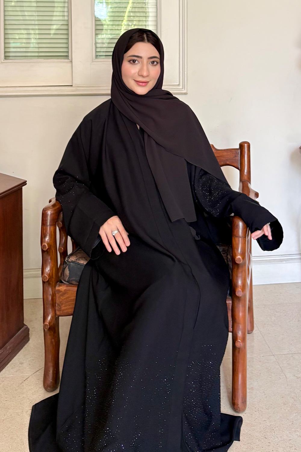 Nooré Diamante Abaya Set | Black