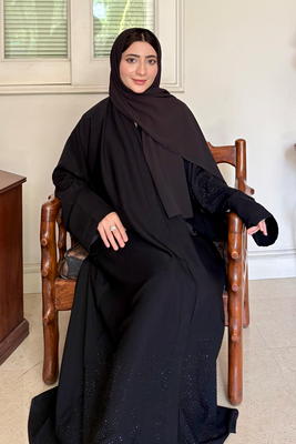 Nooré Diamante Abaya Set | Black
