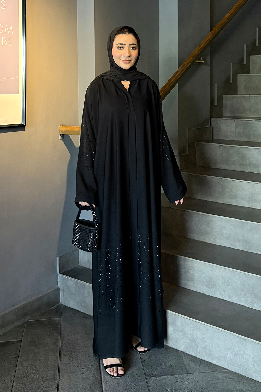 Nooré Diamante Abaya Set | Black