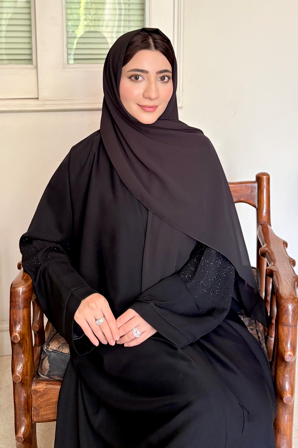Nooré Diamante Abaya Set | Black