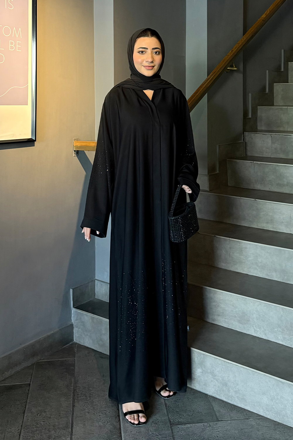Nooré Diamante Abaya Set | Black
