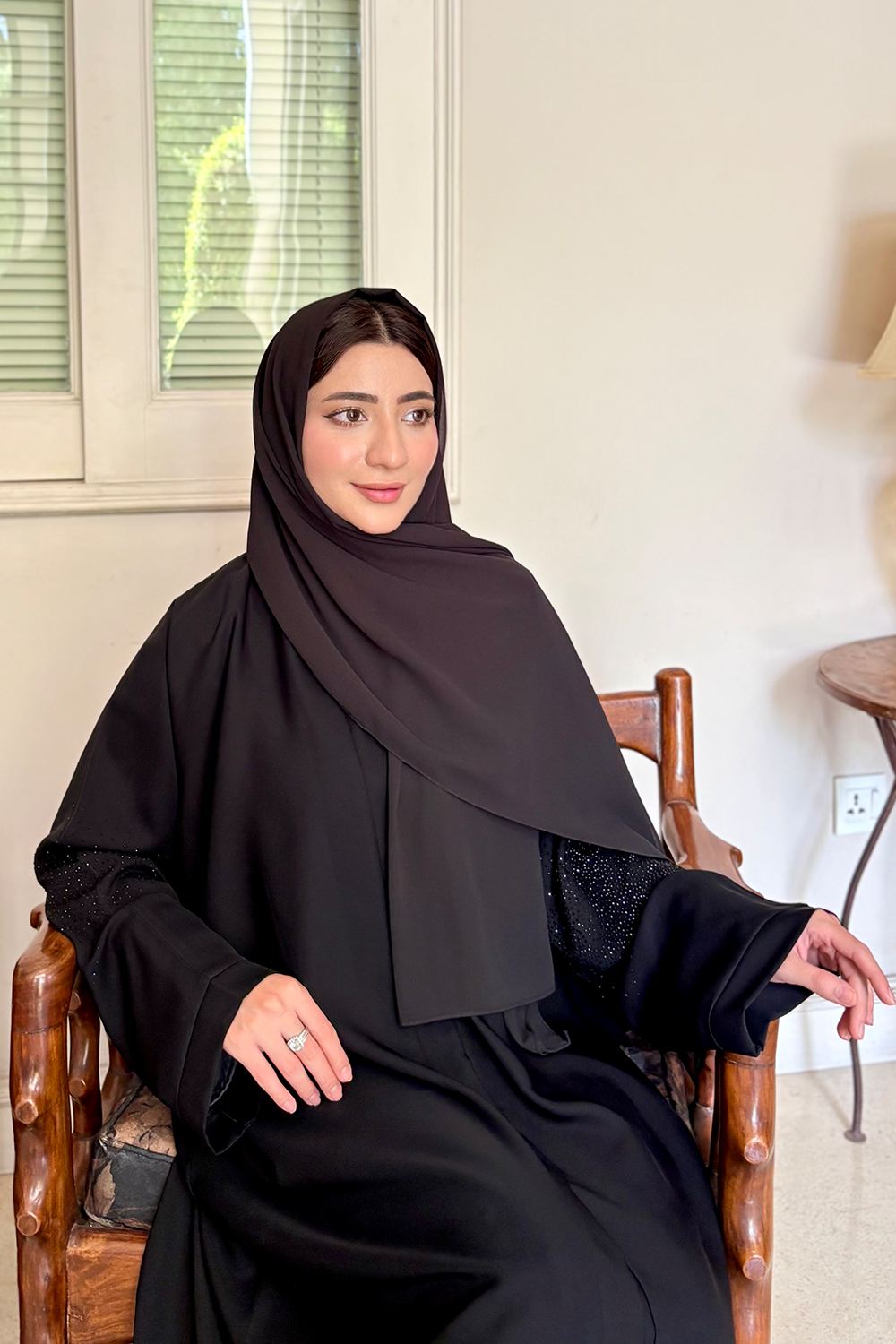 Nooré Diamante Abaya Set | Black