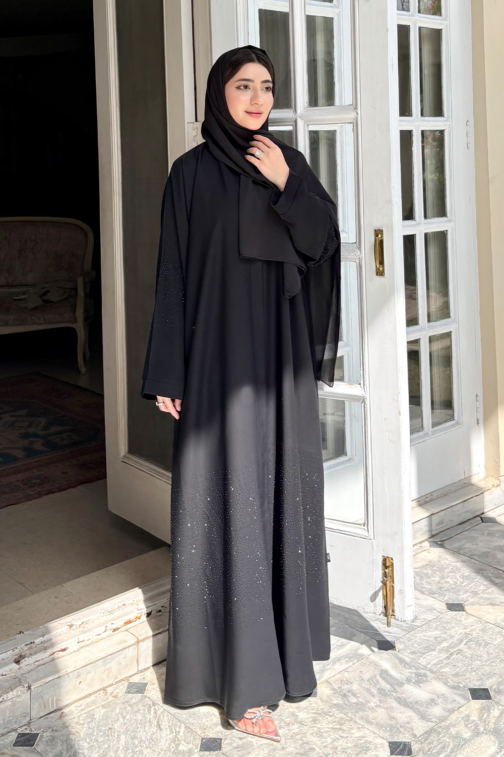 Nooré Diamante Abaya Set | Black