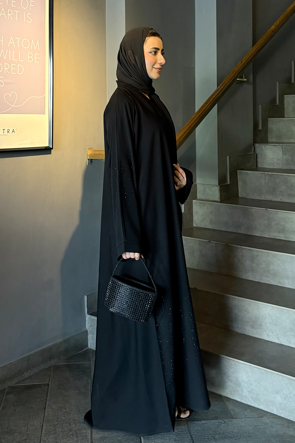 Nooré Diamante Abaya Set | Black