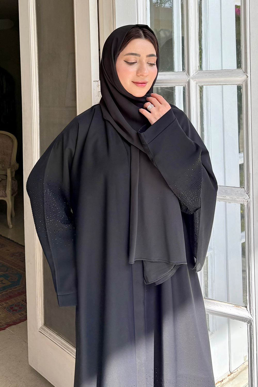 Nooré Diamante Abaya Set | Black