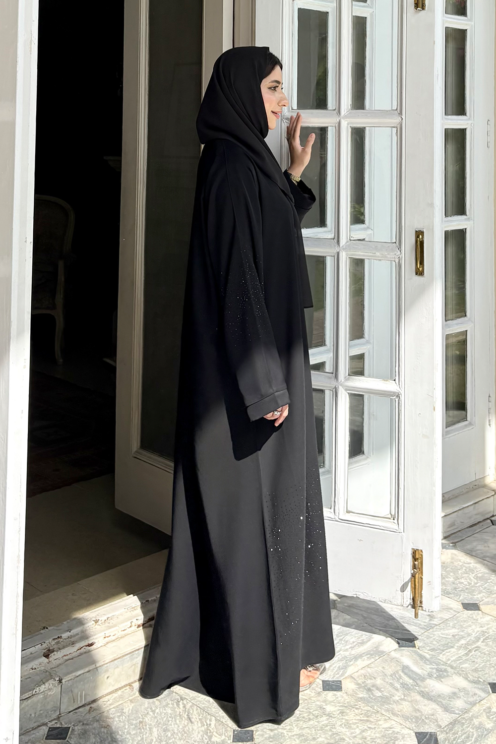 Nooré Diamante Abaya Set | Black